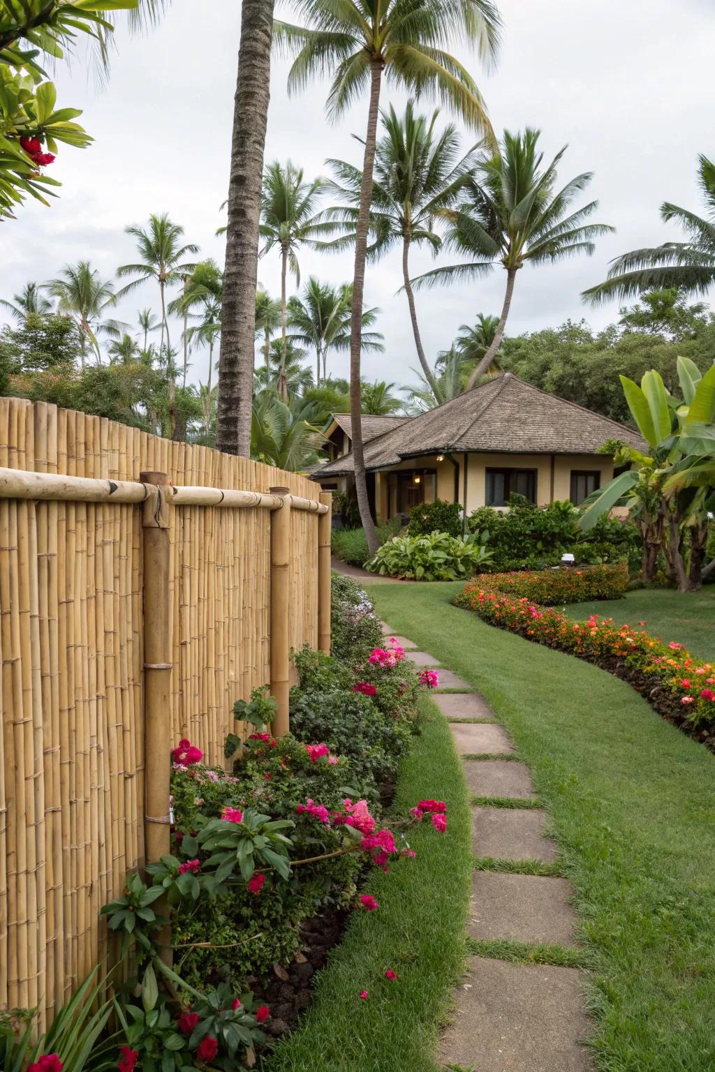 Cane fencing injects a hint of tropical sophistication into your yard.