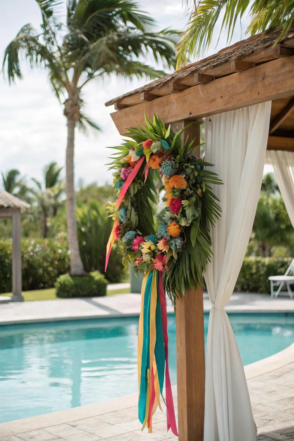 Create a tropical vibe with a vibrant paradise wreath.