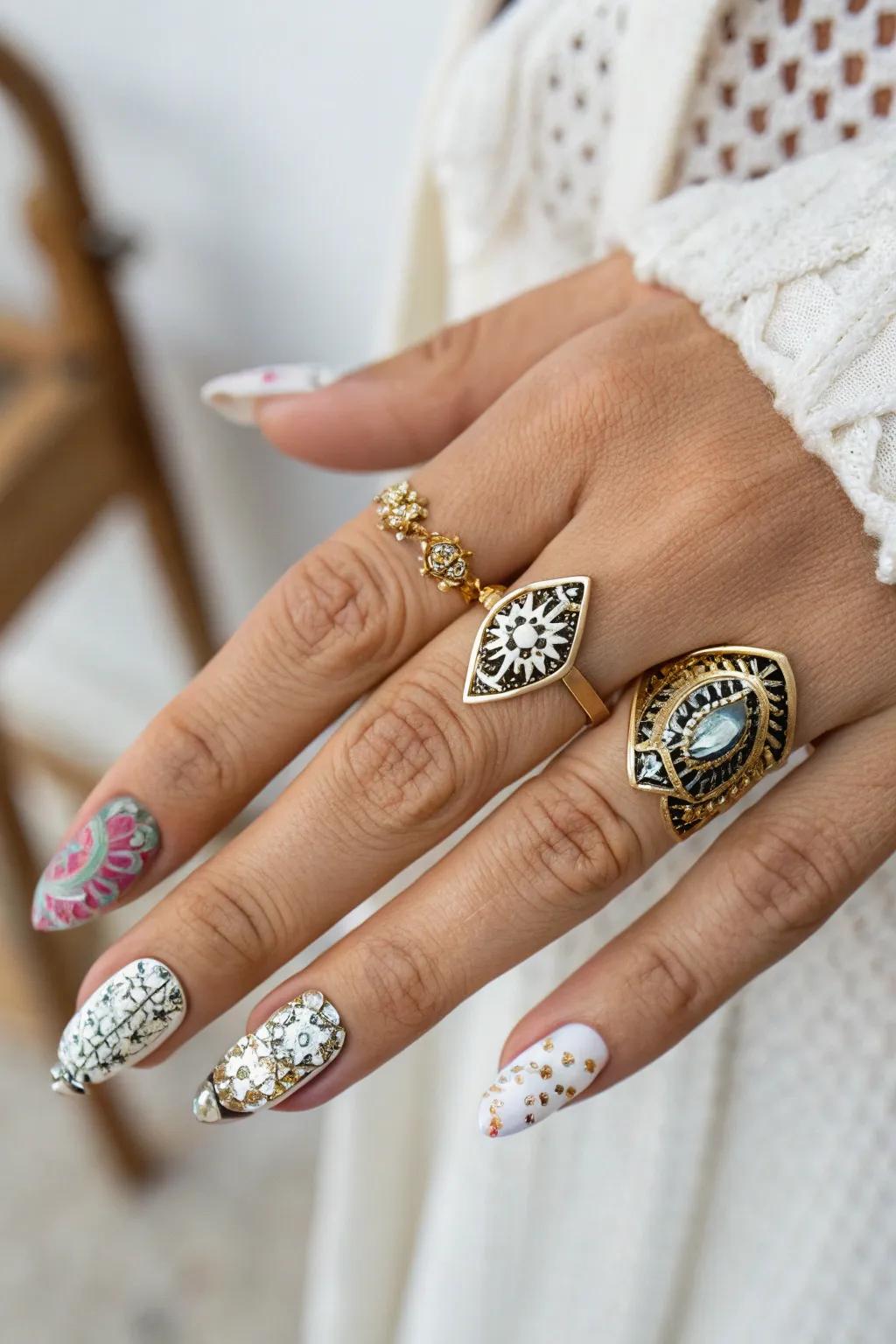 Harmony Between Rings and Nail Art