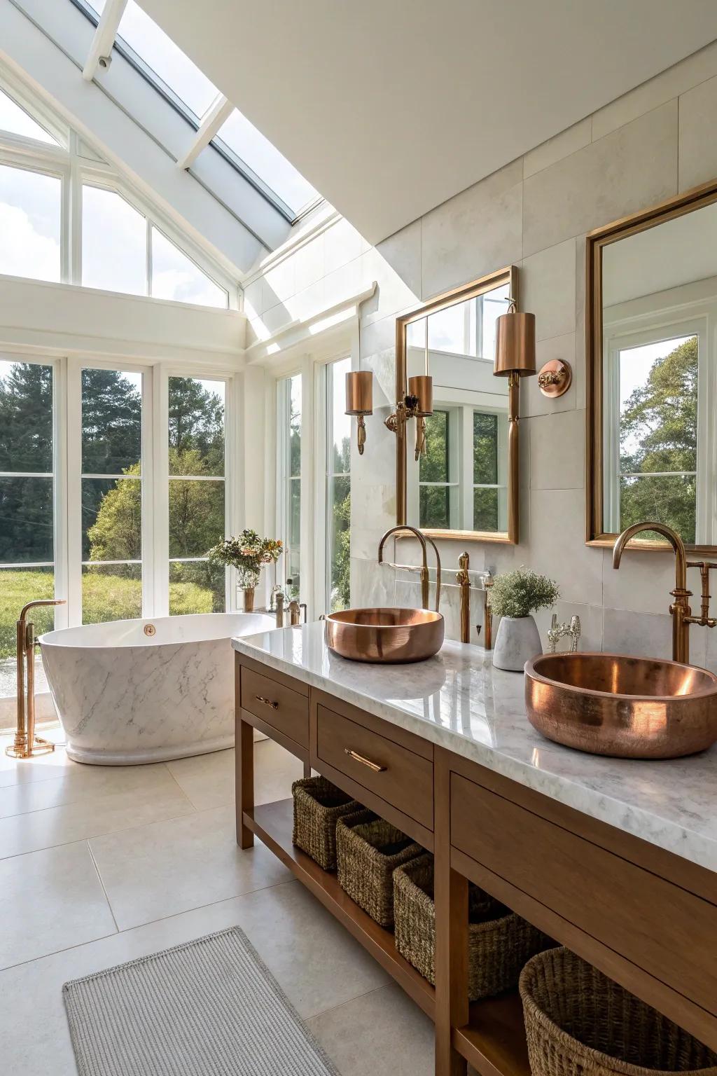 With an open layout, copper elements look even better.