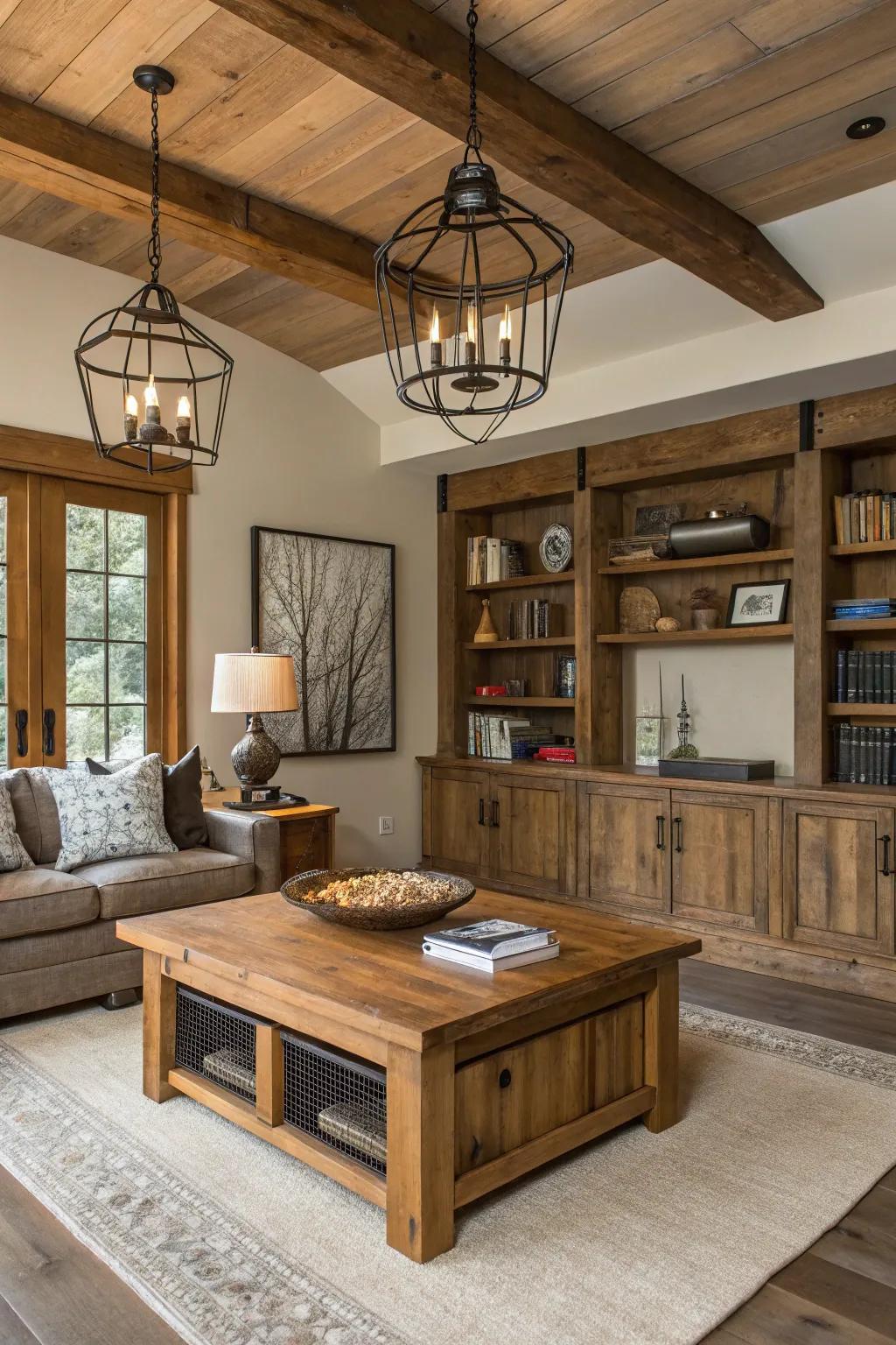 The mix of metal and timber crafts a modern, countryside aesthetic.