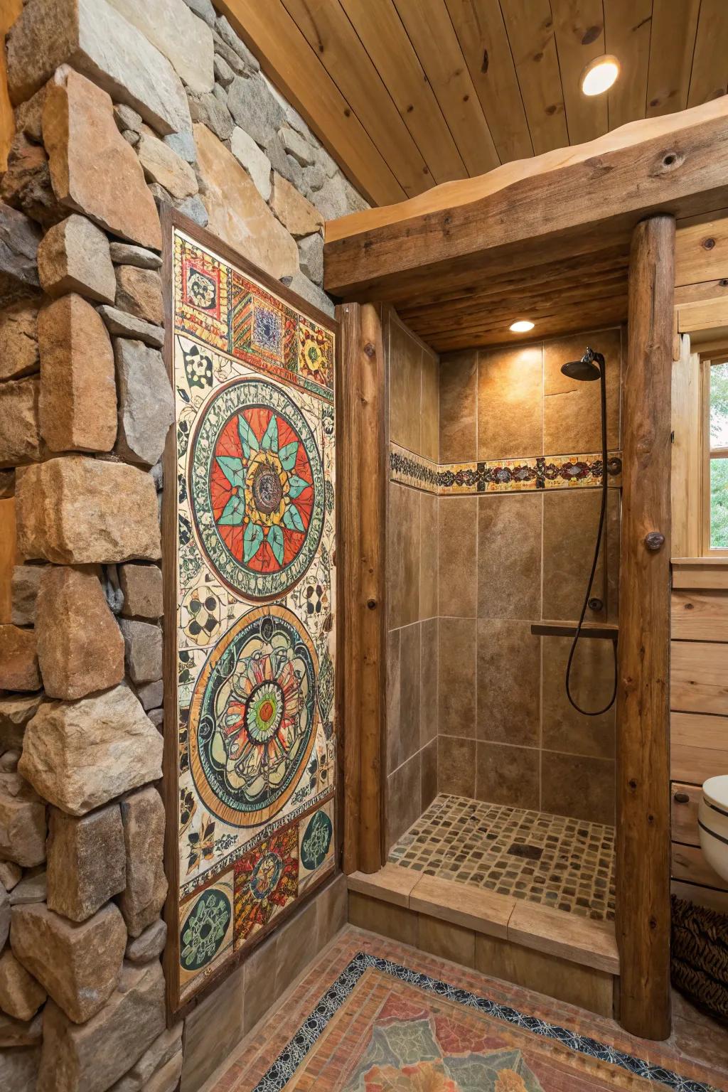 Artistic mosaic tiling infuses an artistic and personal element into any shower.