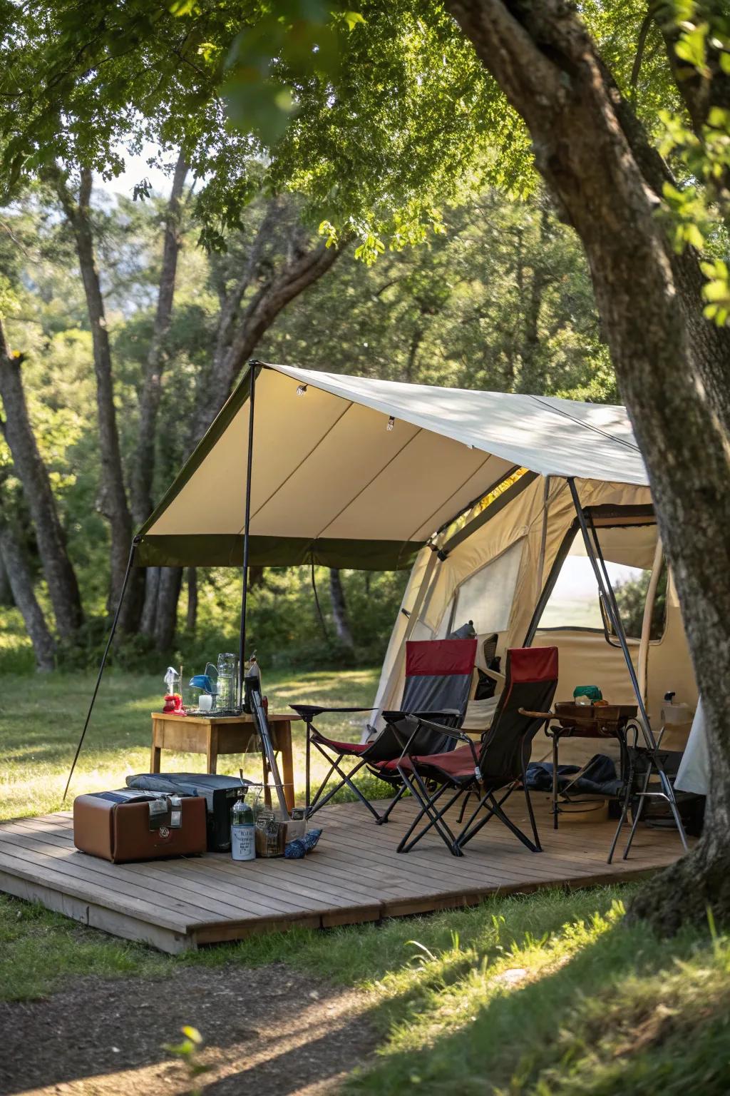 A canopy guarantees comfort and defense from the weather.