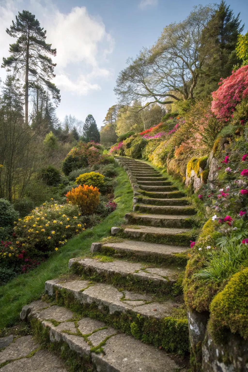 Twisting steps encourage discovery and adventure.