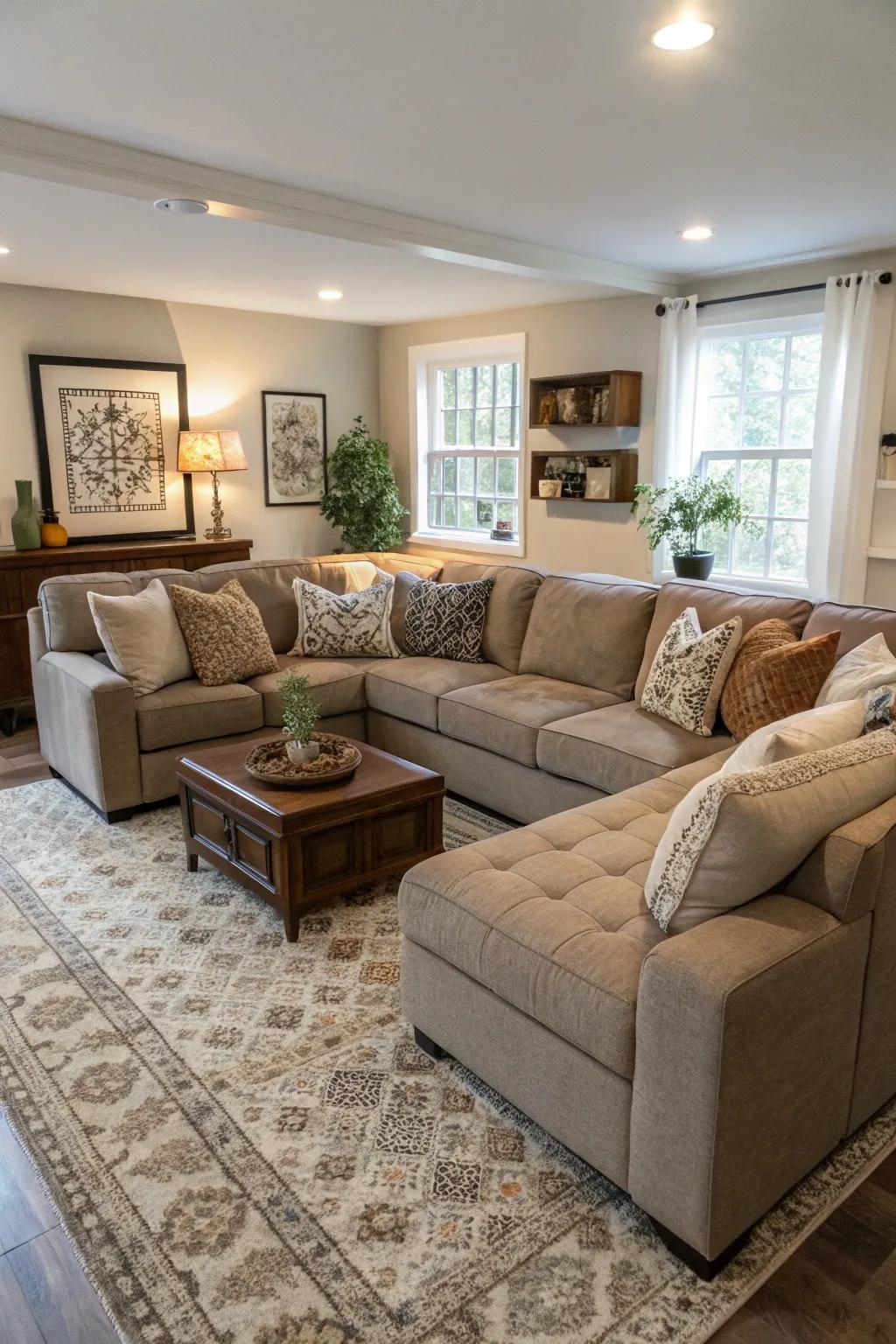 Modular sectionals provide flexibility and adapt to any space.