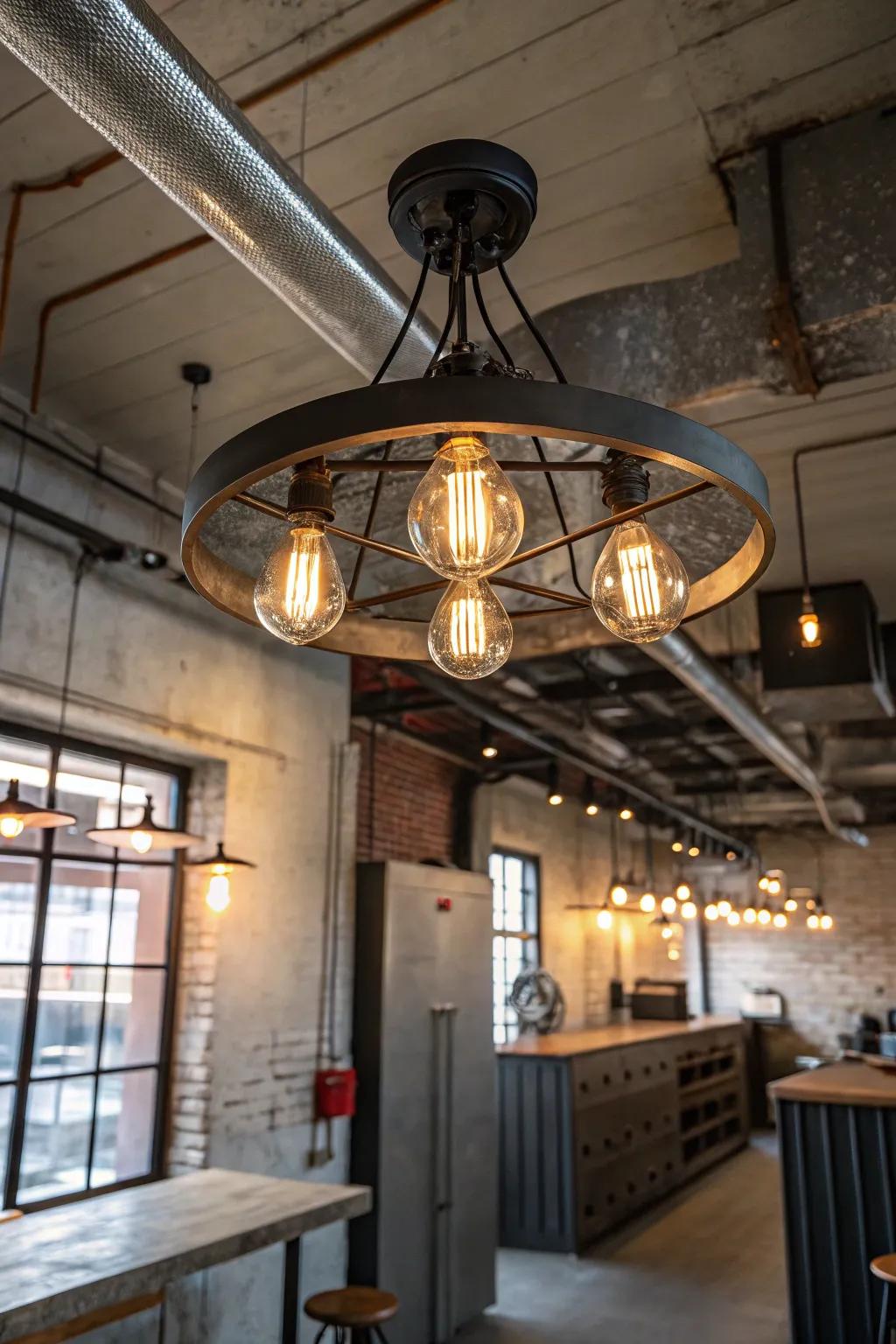 Add a chic edge with industrial lighting in your space.
