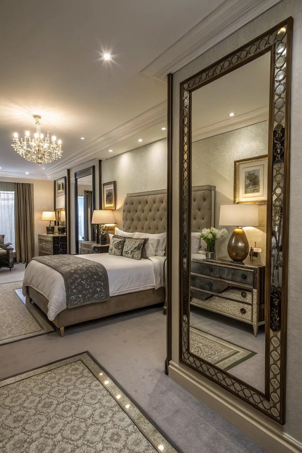 The effect of mirrors on light and visual space.