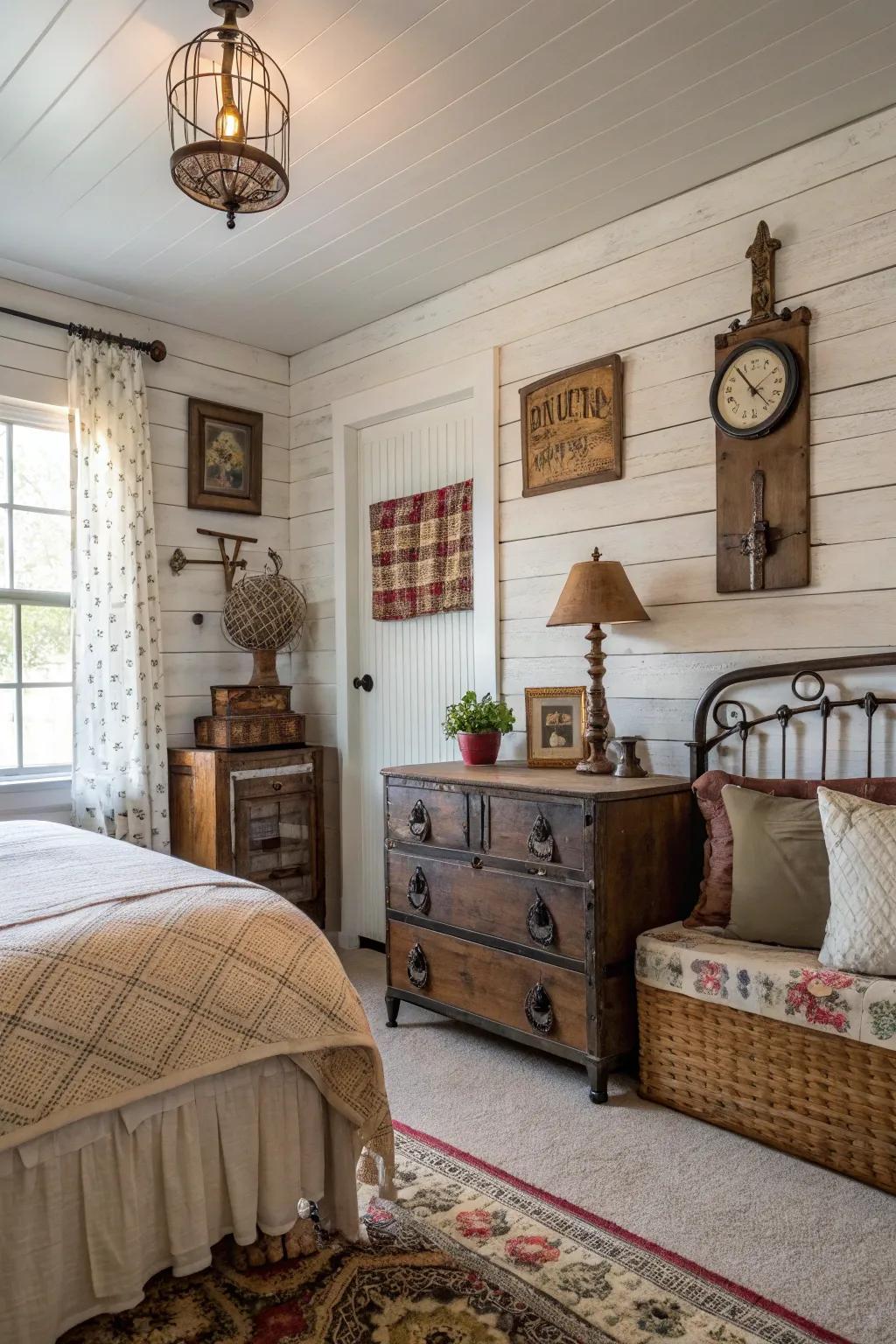 Capture the essence of countryside farmhouse design through a shiplap wall.