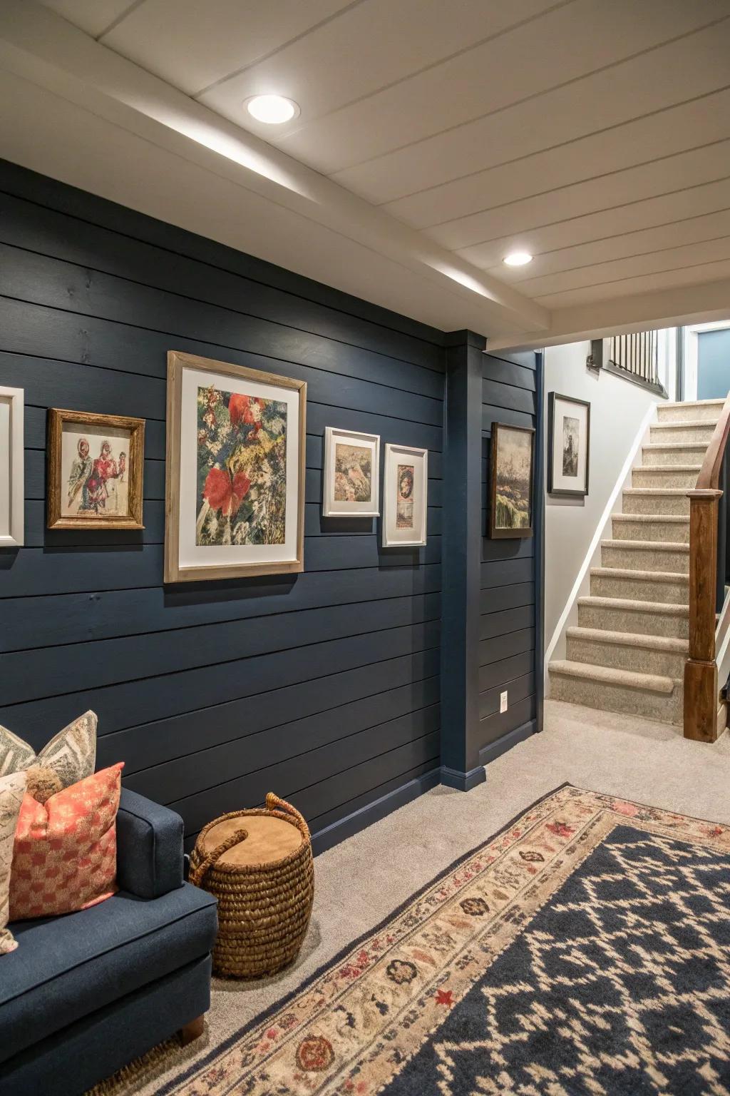 Bold and creative using colored shiplap.
