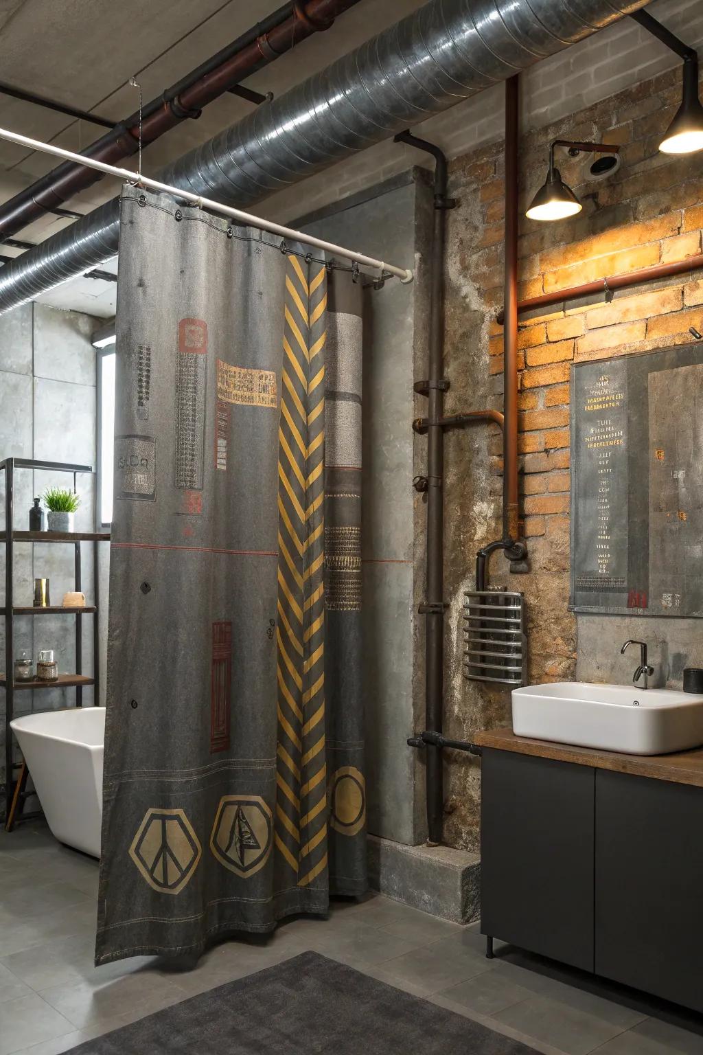 Industrial patterns infuse your bathroom with a modern, urban edge.