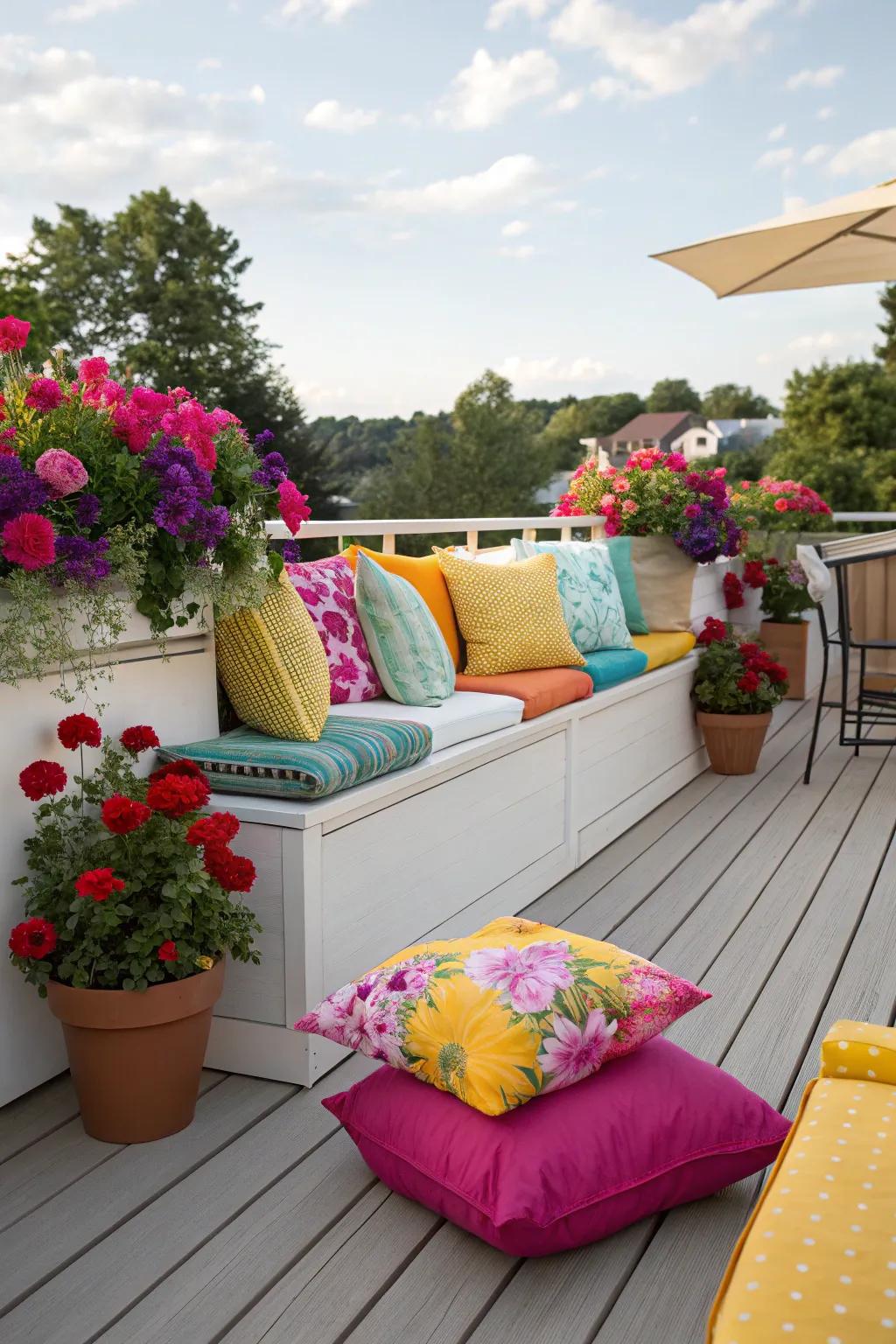 Vibrant accessories have the potential to brighten your deck without irreversible alterations.
