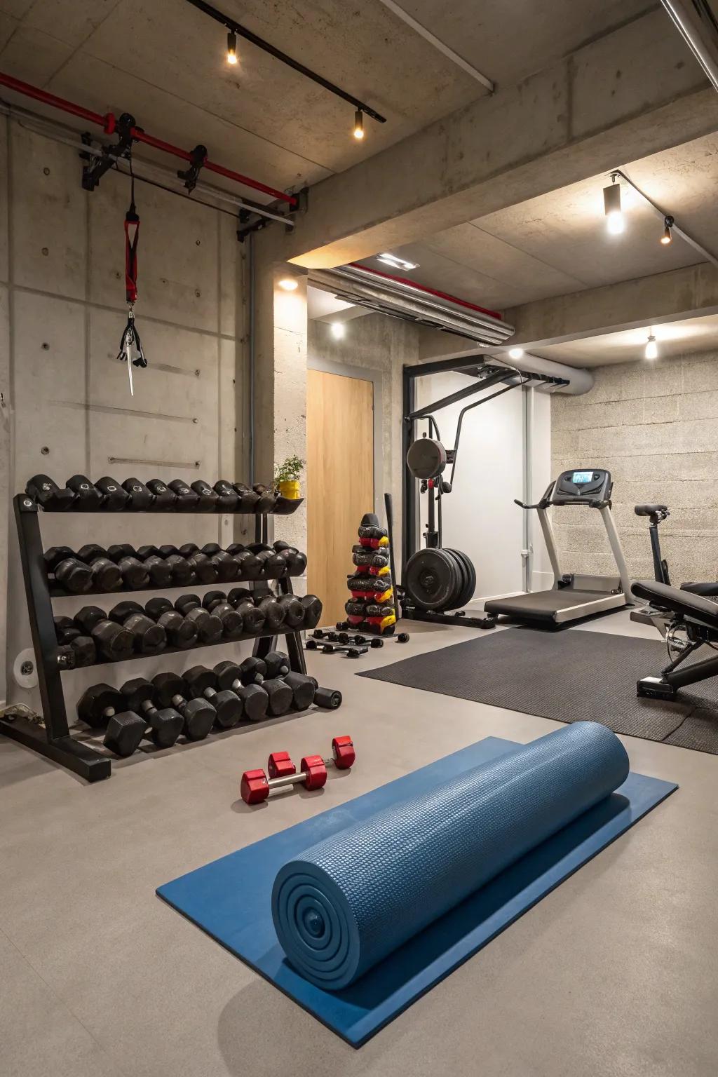 A home fitness center in your basement offers convenience and motivation.