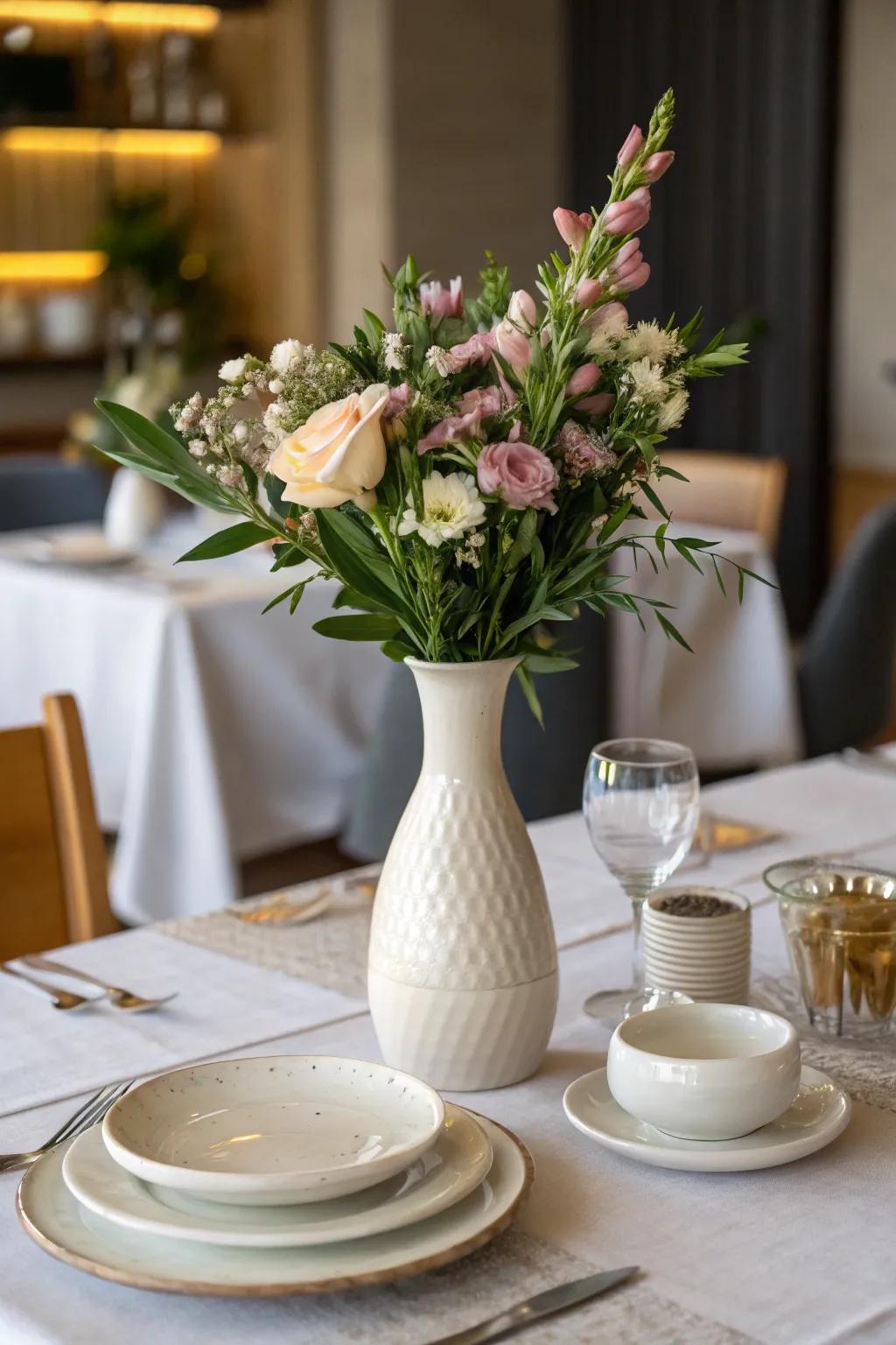 A single elegant vase adds a touch of understated beauty.