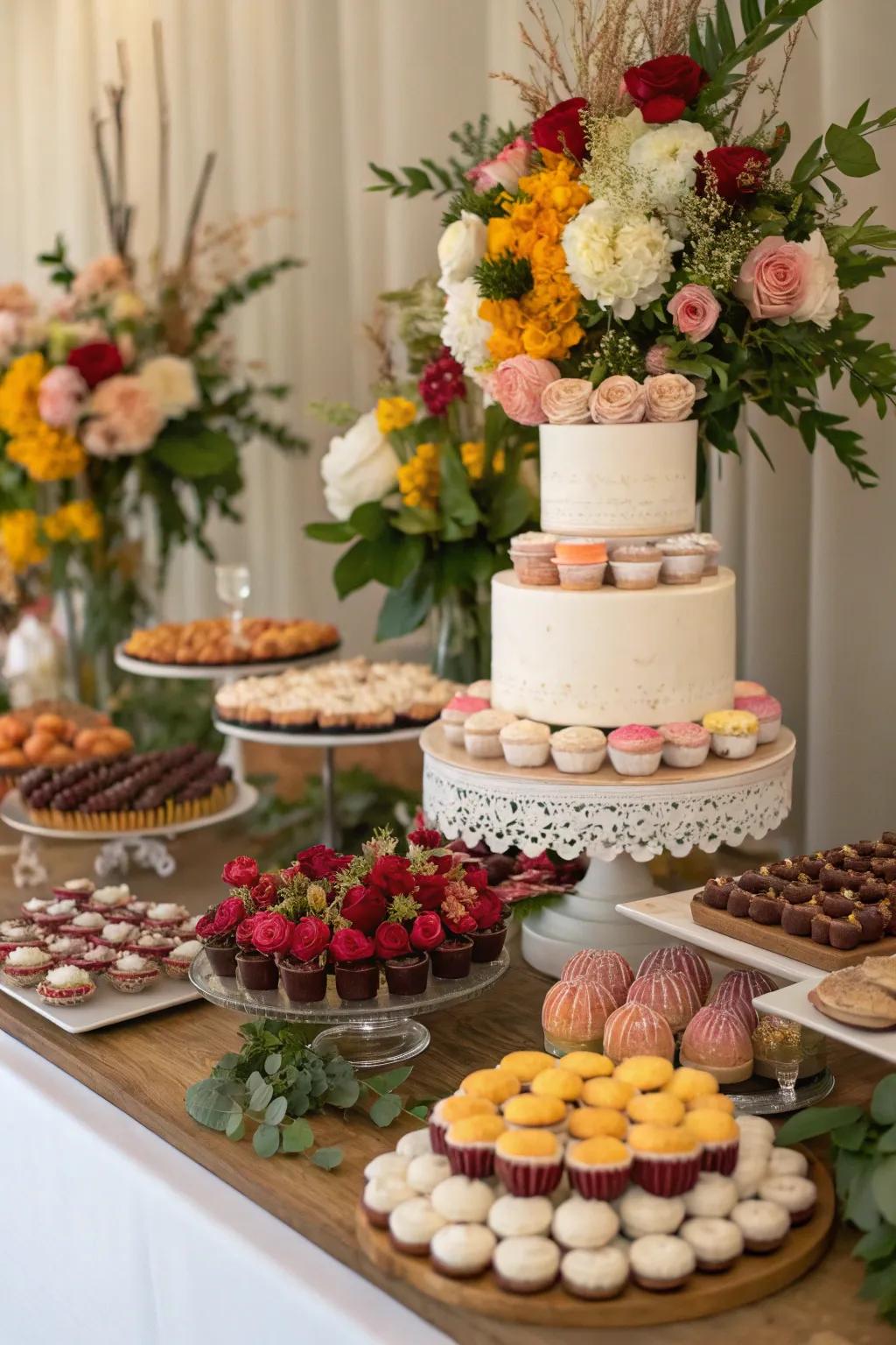Delightful dessert display as decorations.