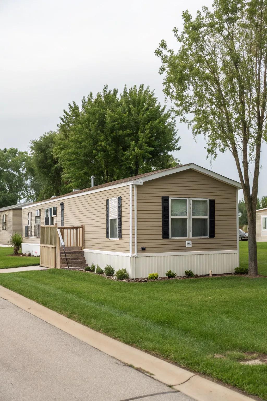 Refined colors provide a calm, elegant backdrop for your mobile home.
