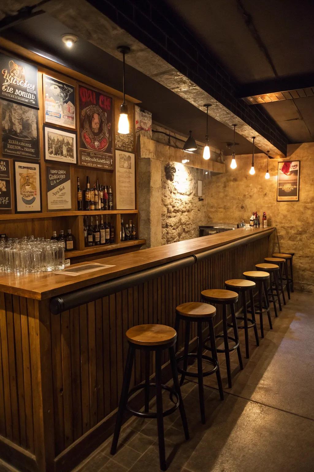 A basement serving station adds a social element to your space.