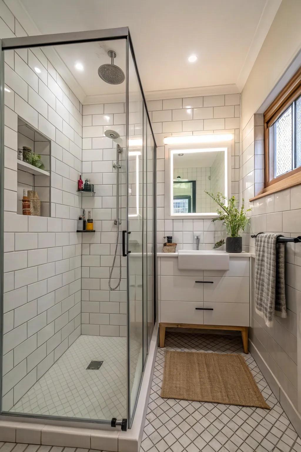 Open shower screens provide smooth passages and spaciousness.