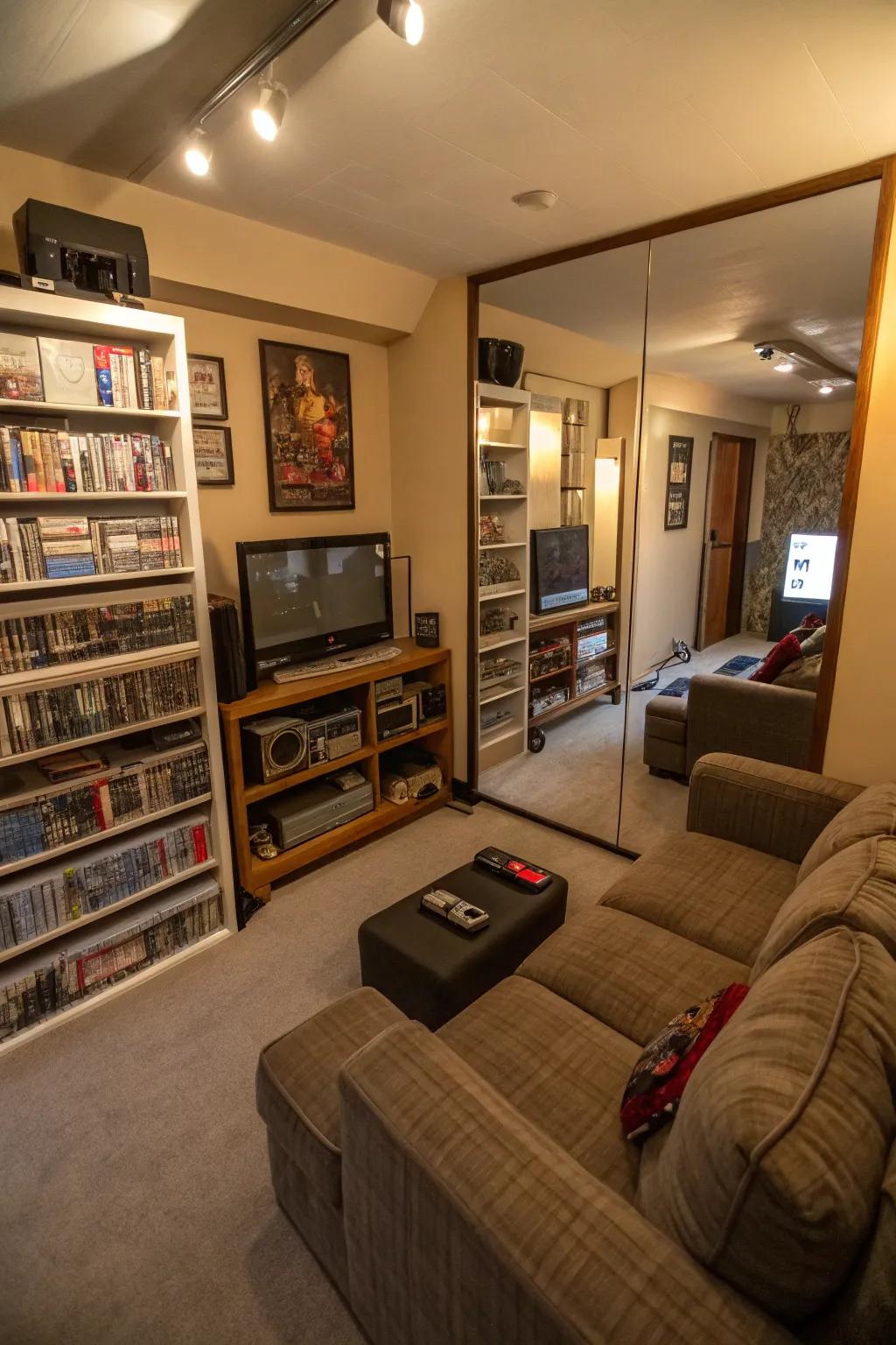 Mirrors can make the gaming space seem bigger.
