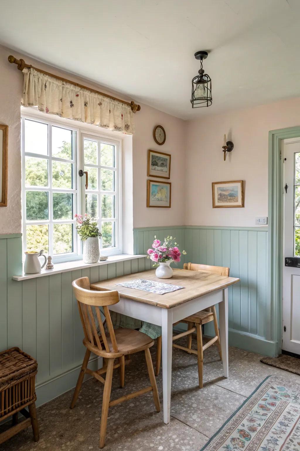 Pale hues establish an airy, open atmosphere.