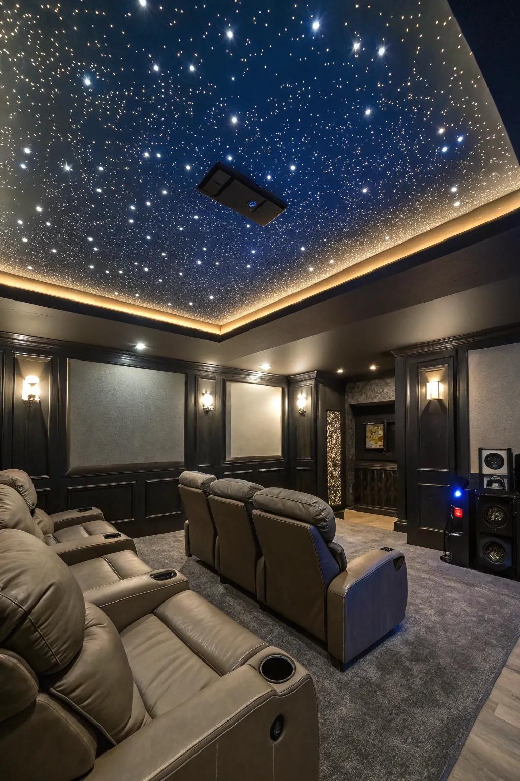 A striking ceiling adds visual interest.