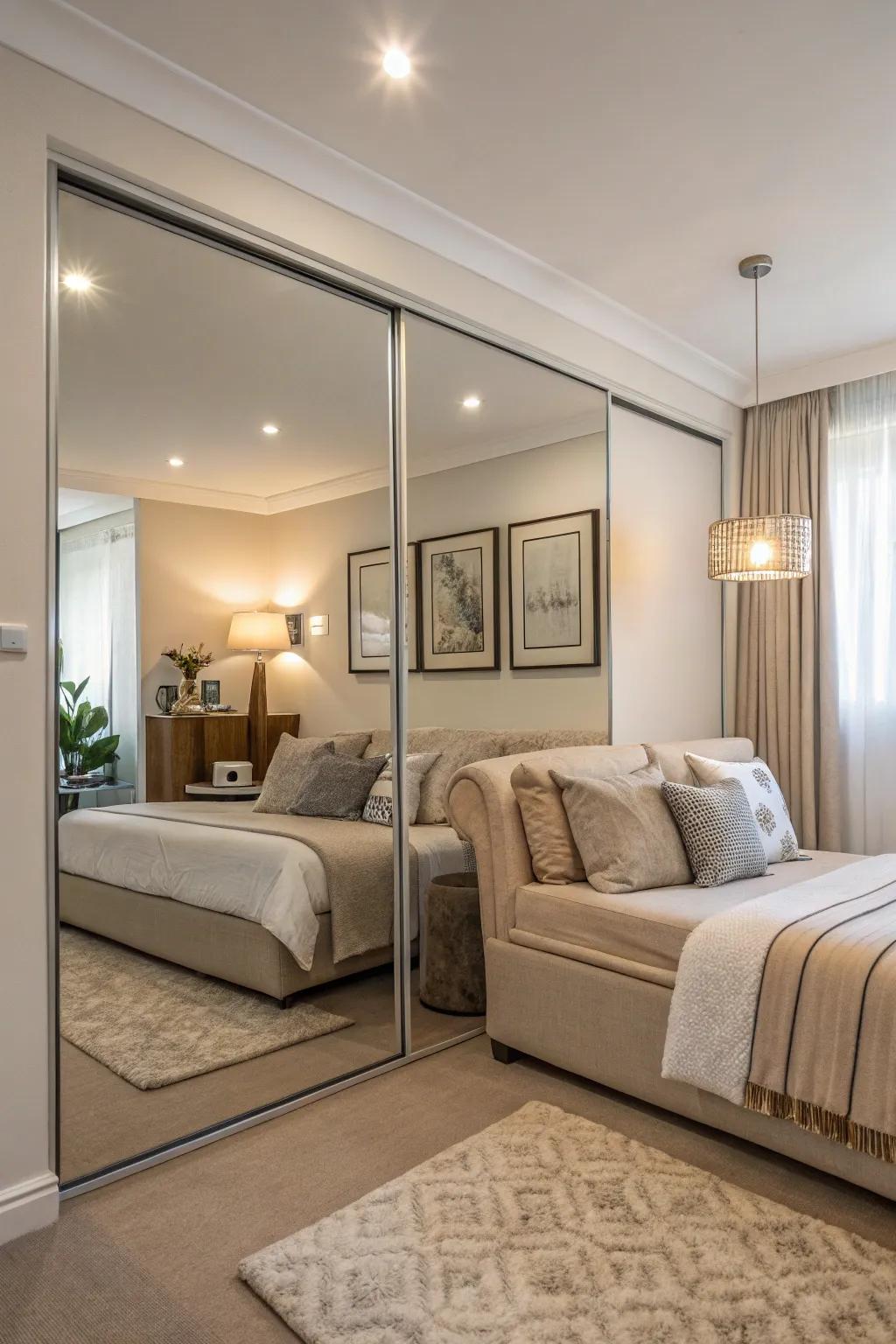 Mirrors can greatly increase a room's perceived space.