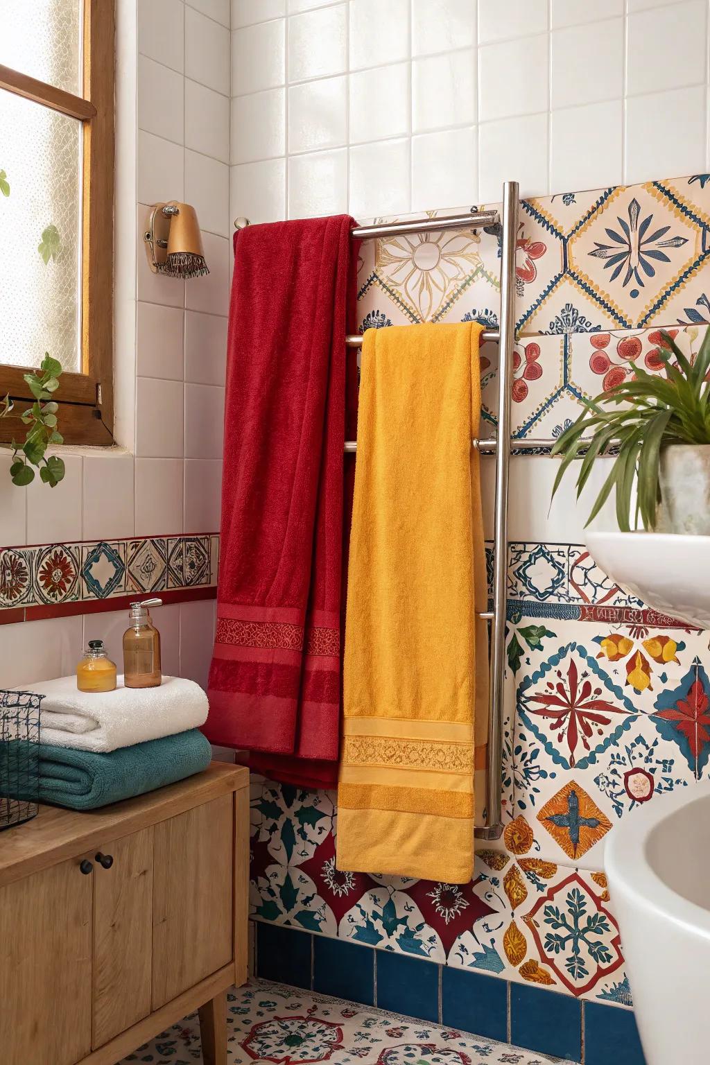 Vivid shades in textiles append lively contrast to the location.