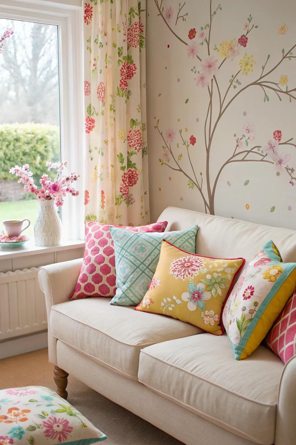 Colorful cushions have the ability to instantly rejuvenate any space for spring.