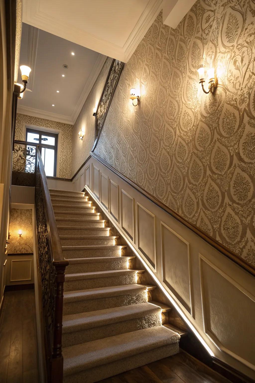 Textured wall finishes in your stair area add depth and visual appeal.