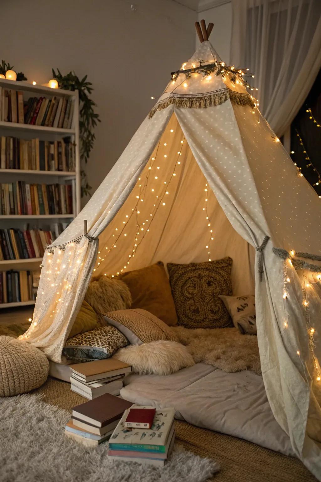 Create a magical indoor hideaway with a fun tent.