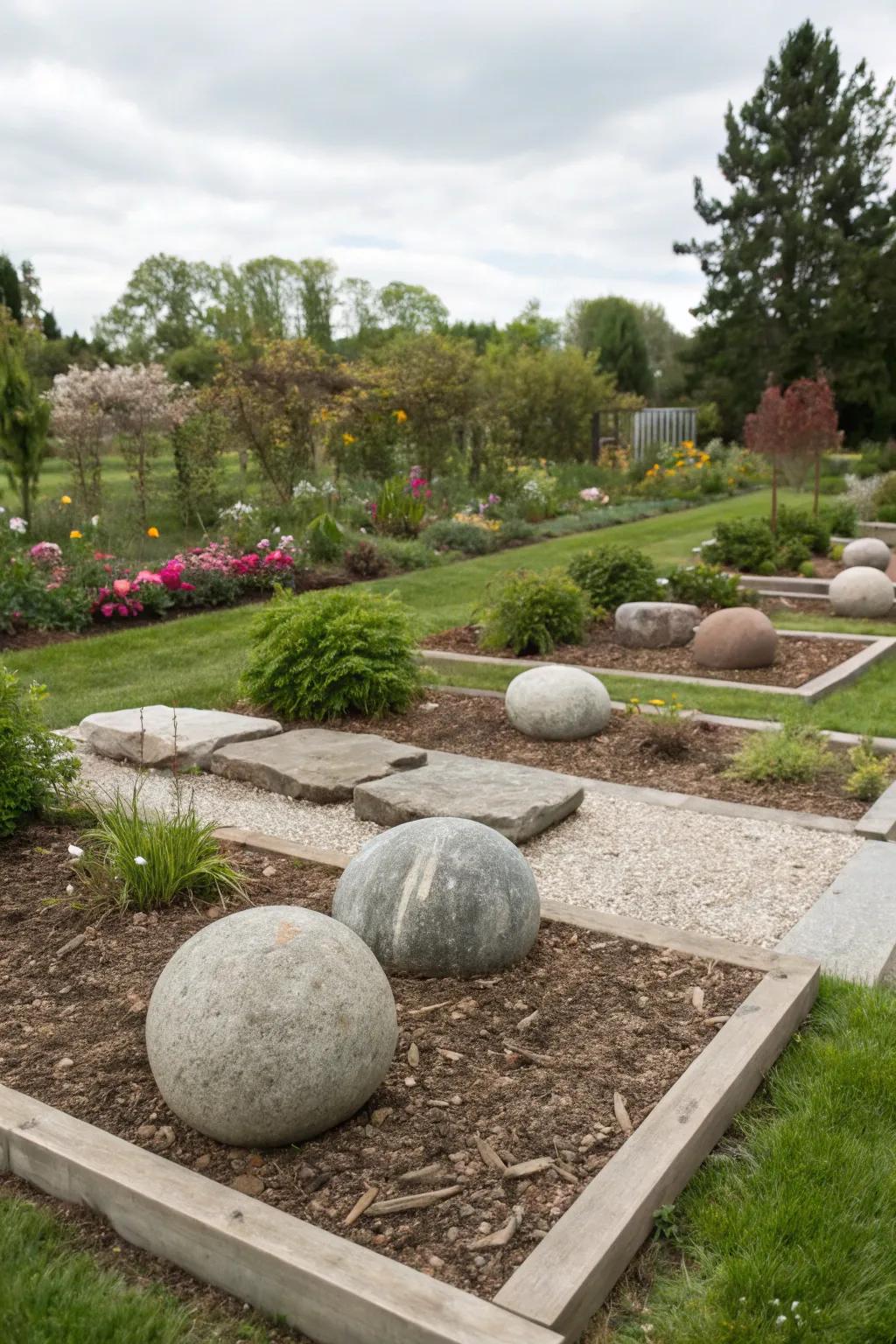 Transform your garden into an artistic space using sculptural stones.
