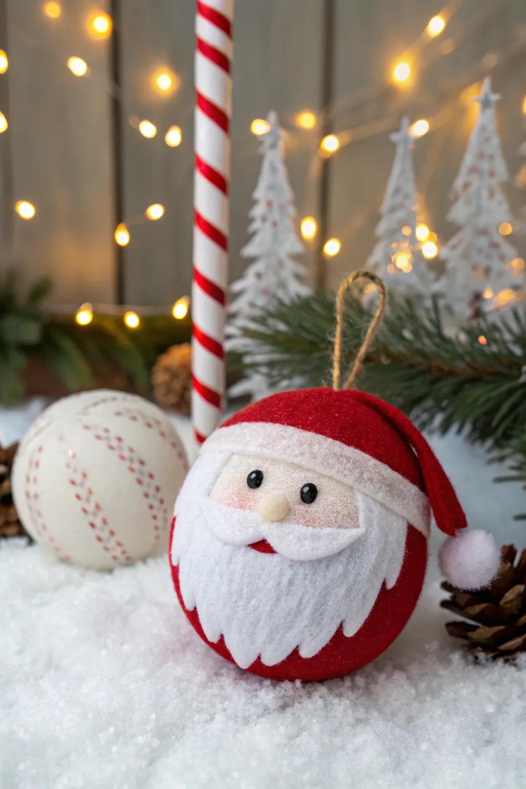 Santa ornaments impart jovial amusement to your evergreen.