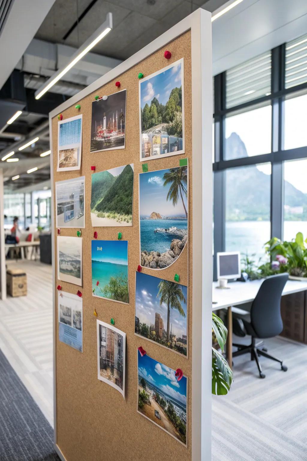 Inspire daydreaming using a holiday-themed board featuring exotic destinations.