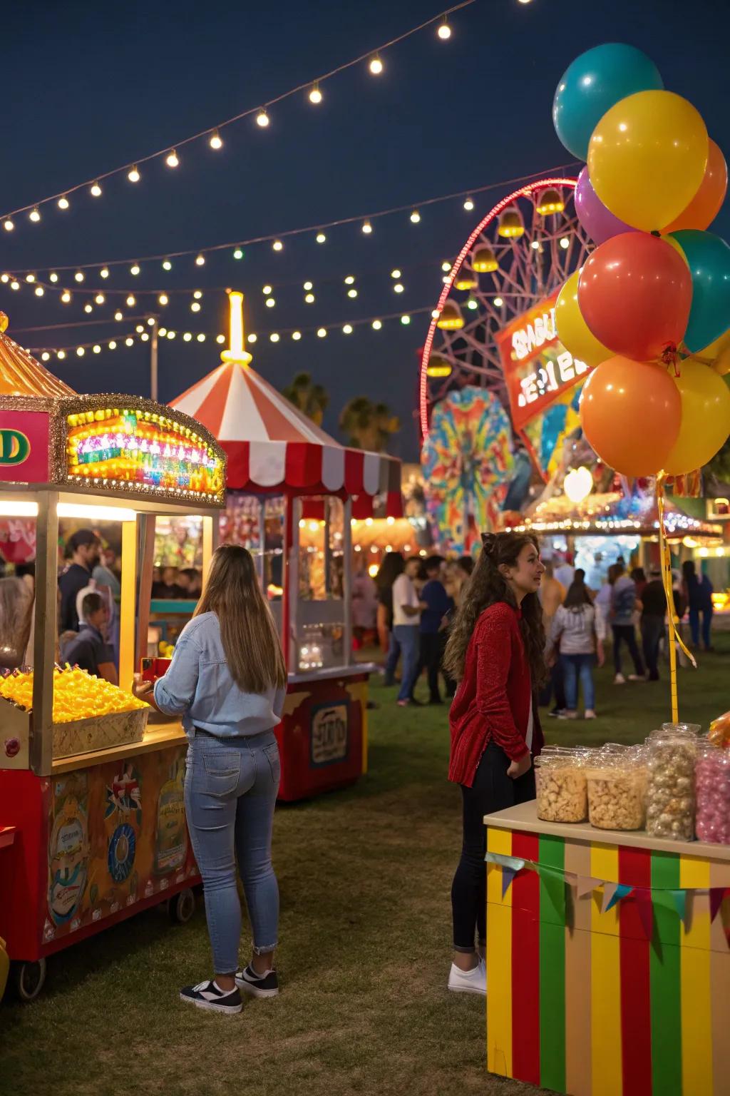 A lively carnival-themed party with games and nostalgic fun.