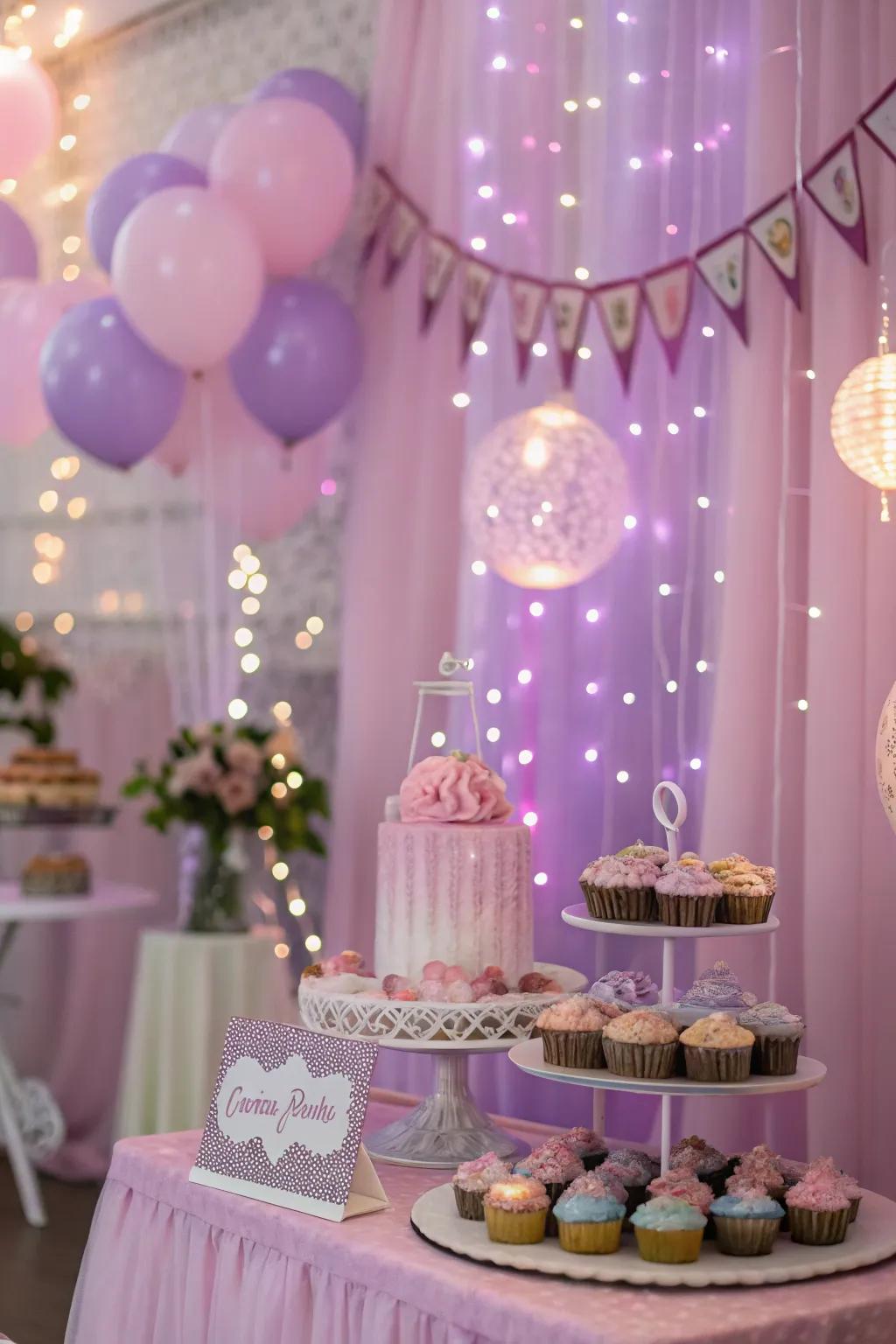 A pastel-themed backdrop cultivates a calming yet festive ambiance.