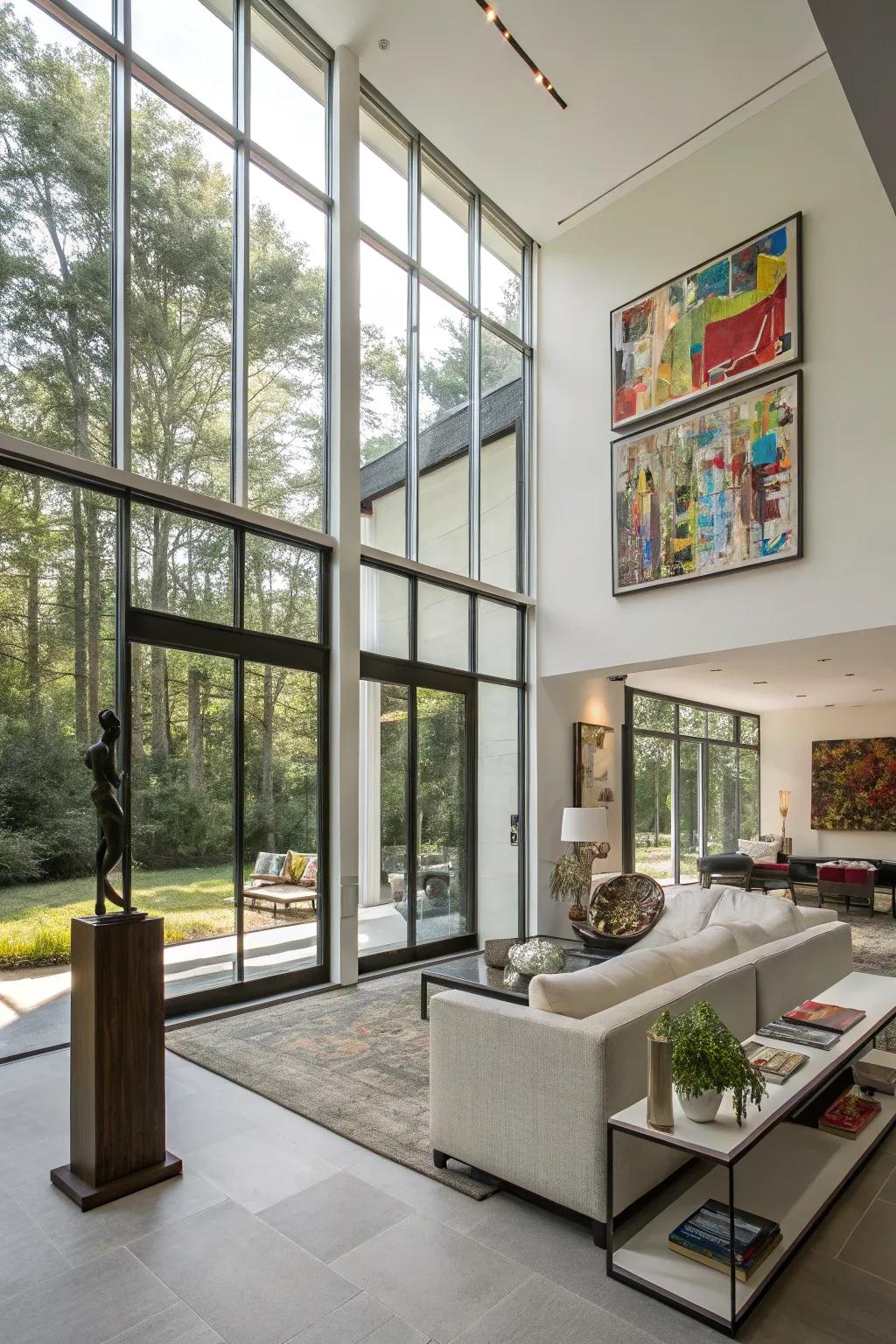 Artistic setups that frame expansive windows exquisitely.