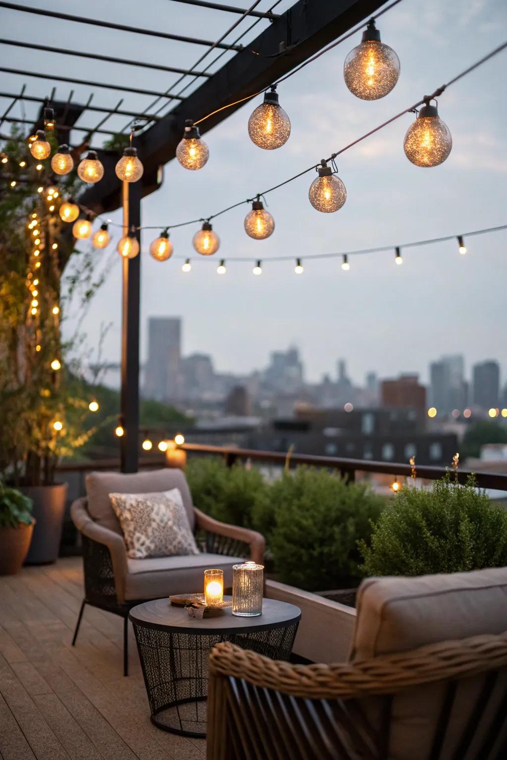 Globe lights present a soft and inviting illumination.