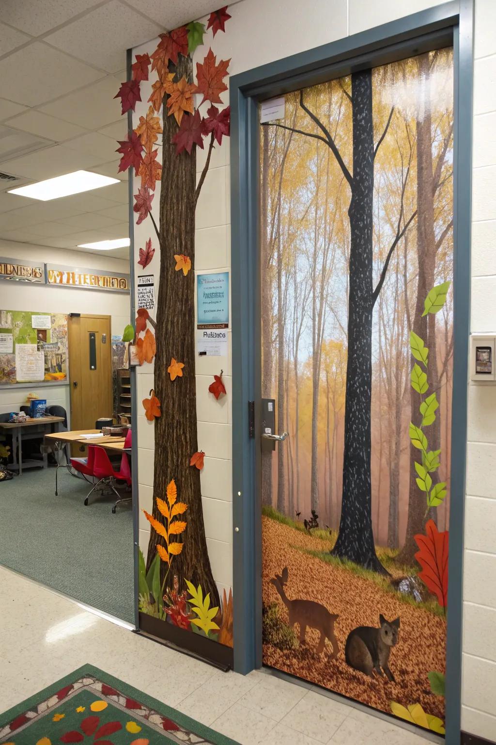 A seasonal forest view portal spectacle capturing the essence of autumn.