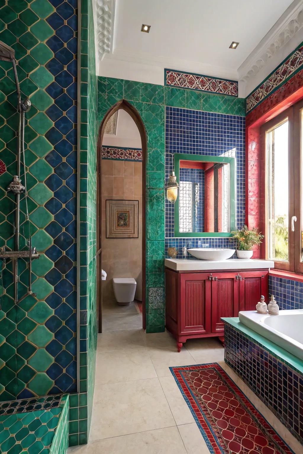 Redesign your space with bold rich-toned tiles.