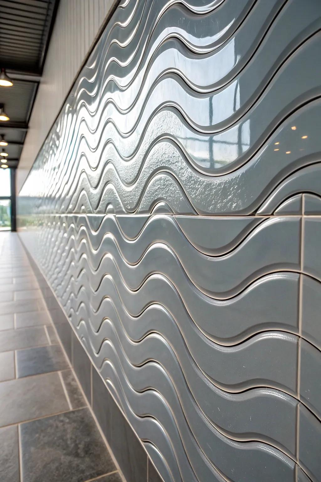An offset wave arrangement brings a soft, artistic touch to this wall.