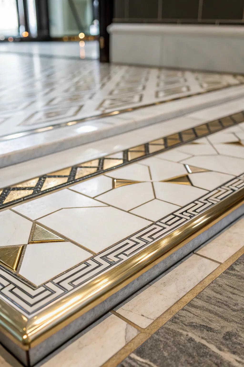 Metal trims introduce a sleek, modern flair to transitions.