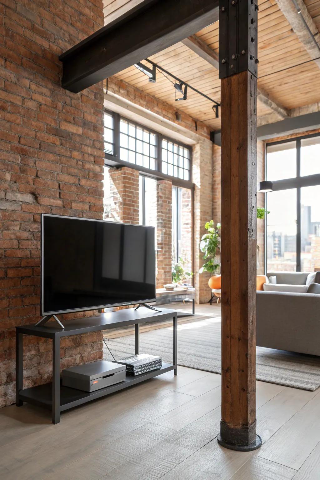 Cultivate an urban aesthetic with an industrial metal TV frame.