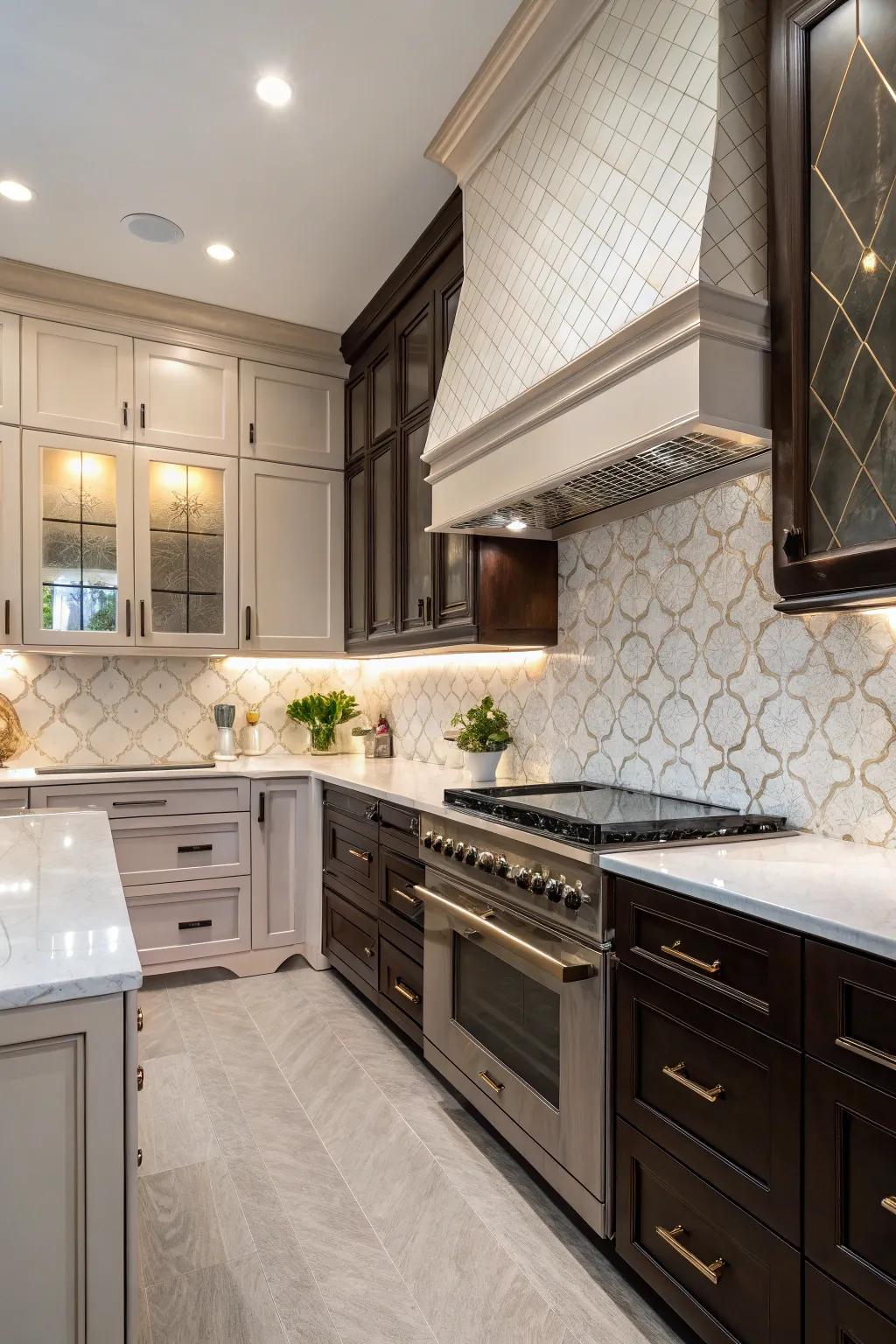 A cooking area revealing the combined allure of polished and matte coatings.