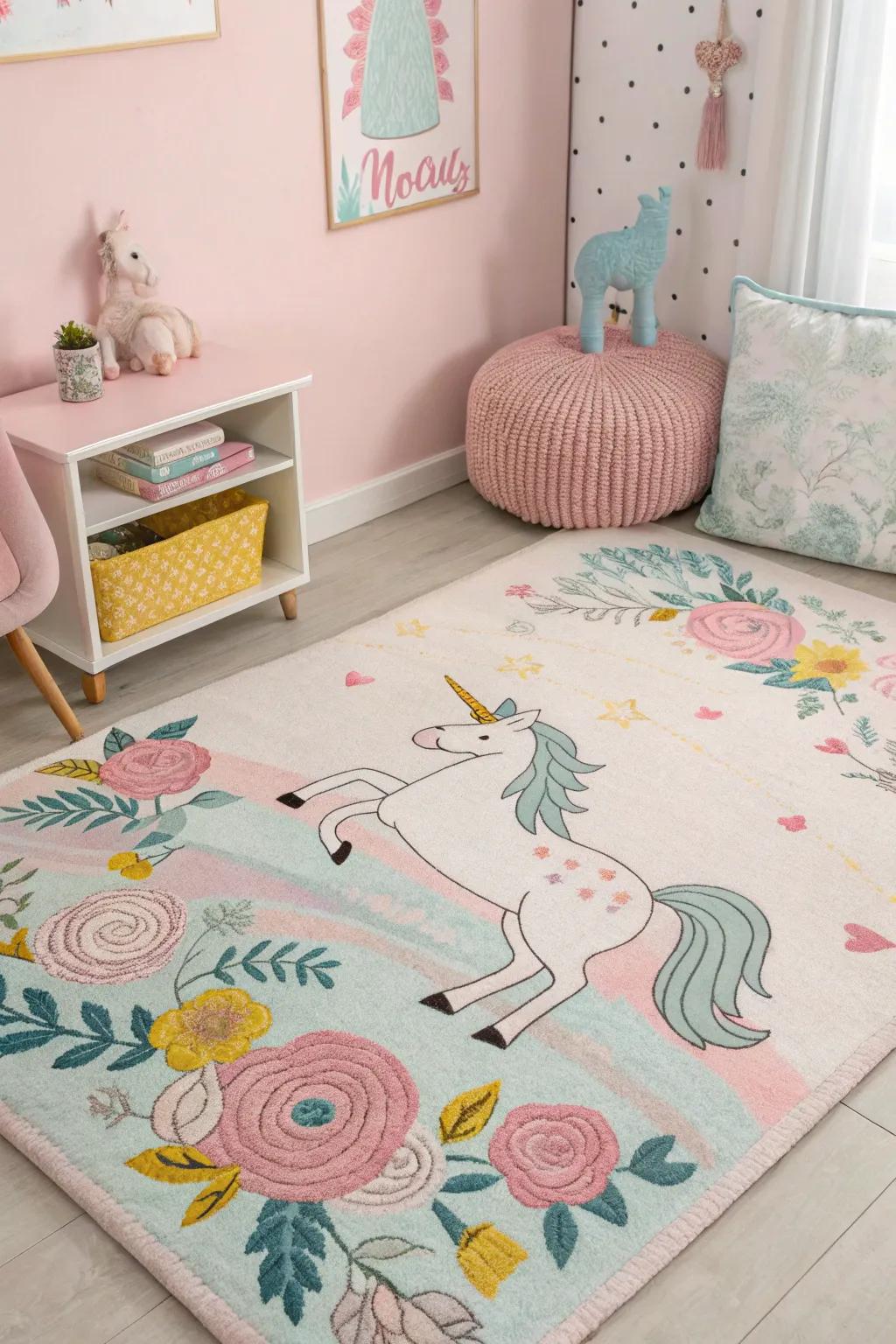 A fantasy floor rug tying the room together.
