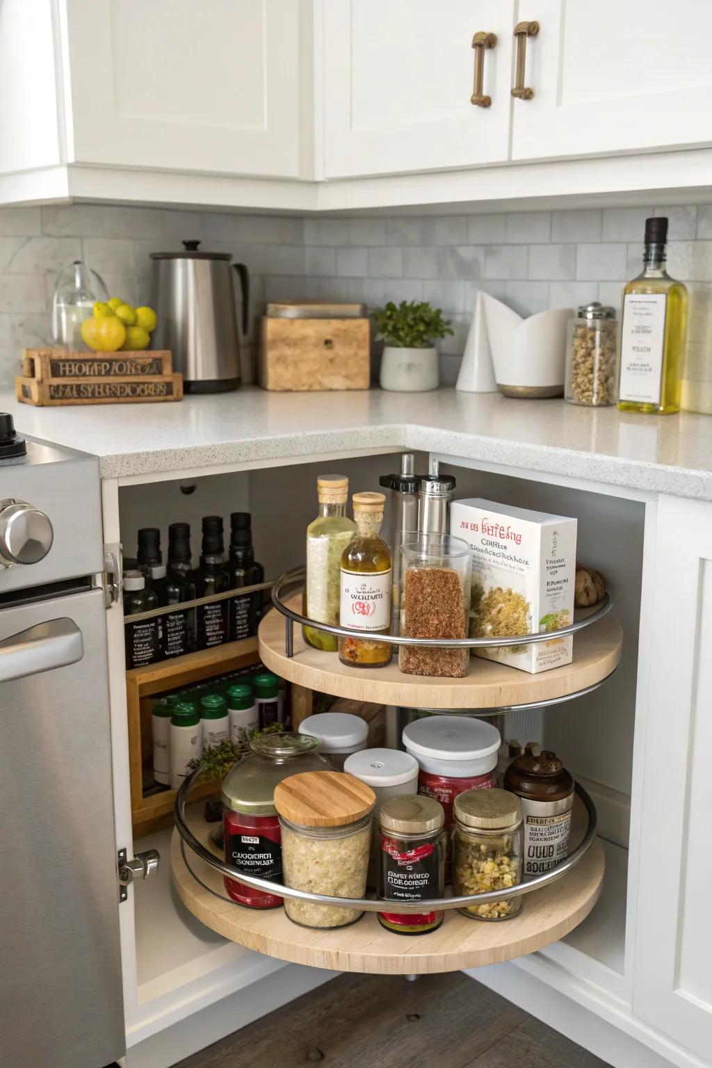 Spinning bases make grabbing things simple and easy.