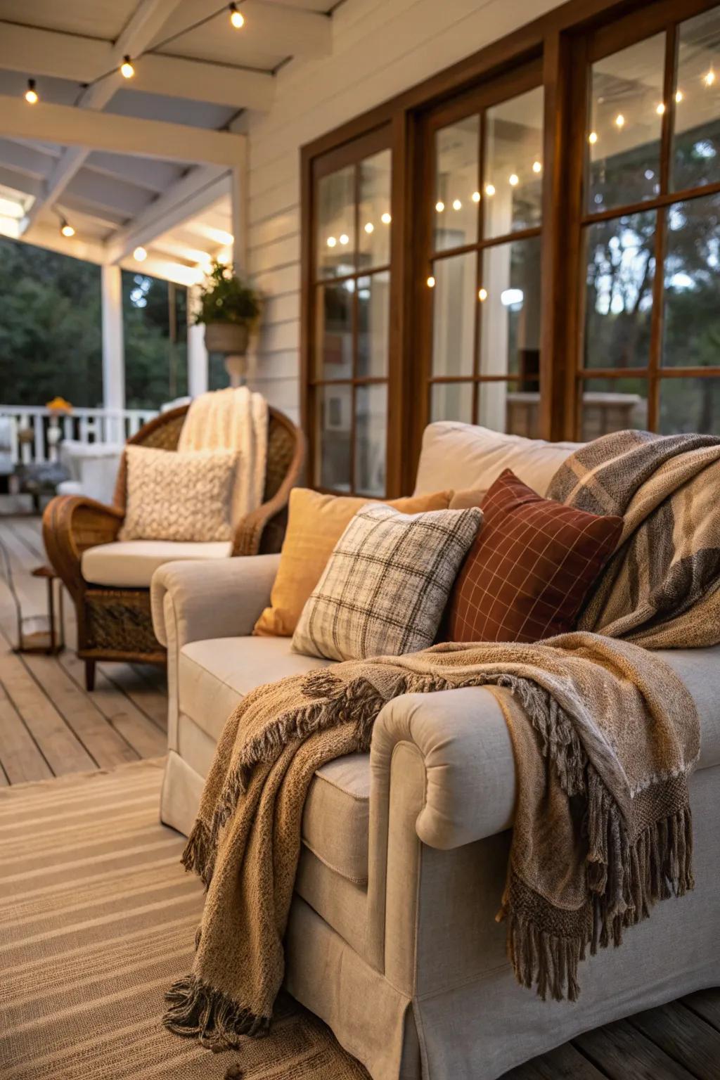 Throw cushions and wraps add warmth and style.