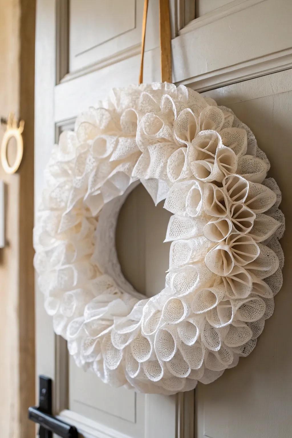 Transform ordinary coffee filters into a stunning lacy wreath that adds a touch of elegance to your décor.