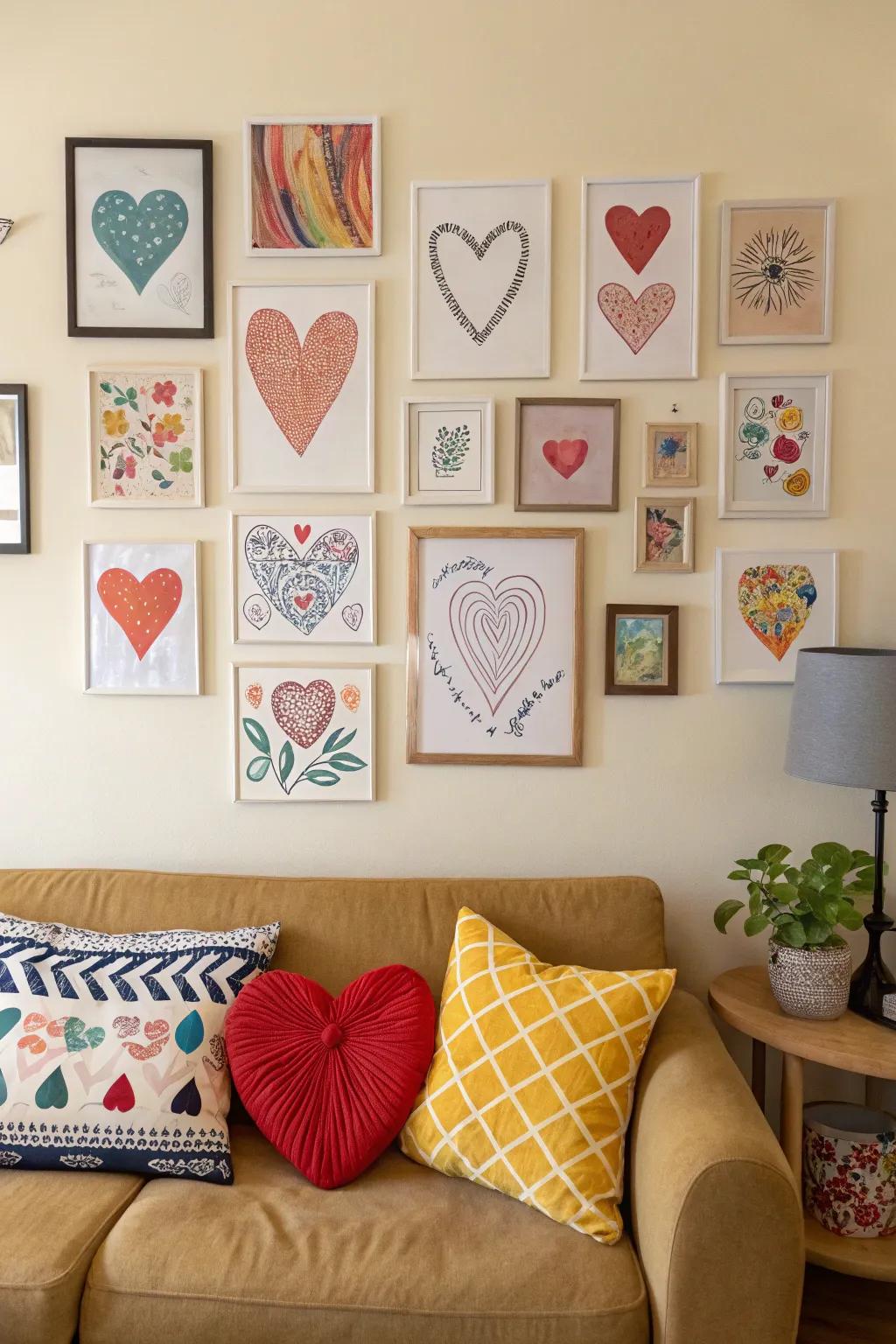 Make a statement using heart-inspired wall decor for Love Day.
