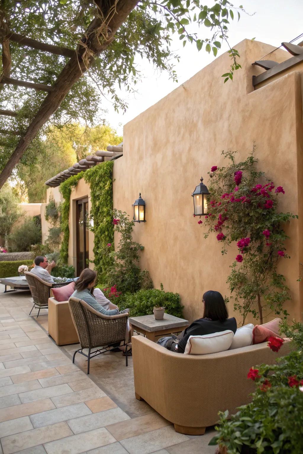 Bring beauty to your patio using Venetian plaster walls.