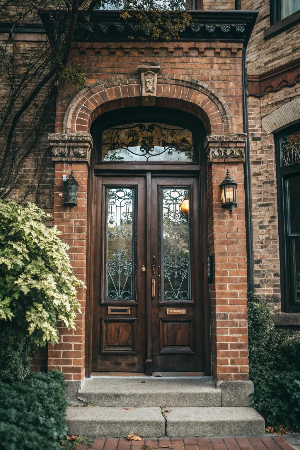 Brick facades add historical charm to this Victorian entrance.