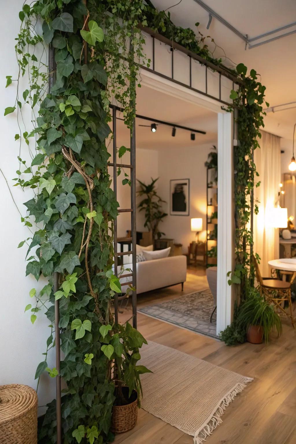 Naturally divide your space through cascading trailing plants.